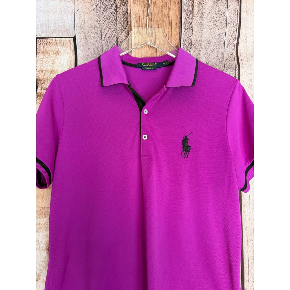 Polo Golf Ralph Lauren Tailored Fit Polo Shirt Fuchsia Pony Logo Womens Size XL - Picture 3 of 8
